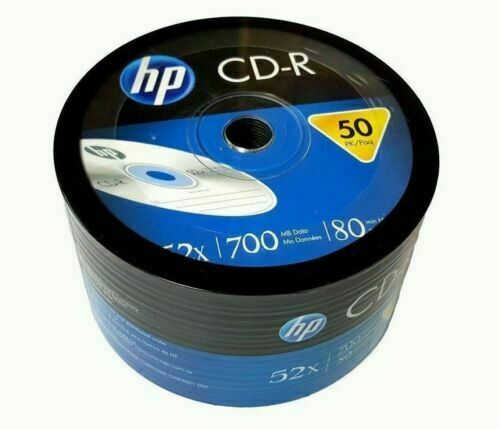 50 HP Blank 52X CD-R CDR Branded Logo 700MB Media Disc