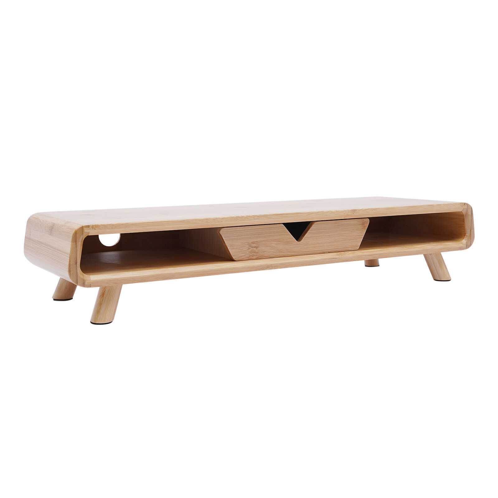 24in Bamboo Monitor Stand W/ Drawer Back Baffle Desktop Stand Riser 4.5in Height