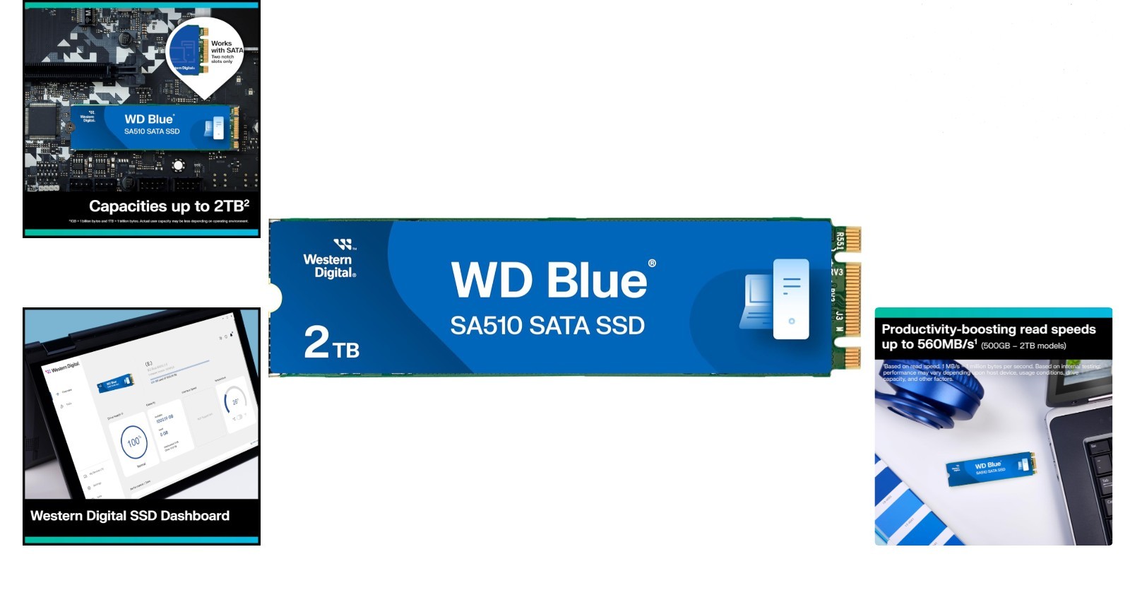 2TB WD Blue SA510 M.2 SATA SSD – 560 MB/s Speeds, Dust Resistant Performance
