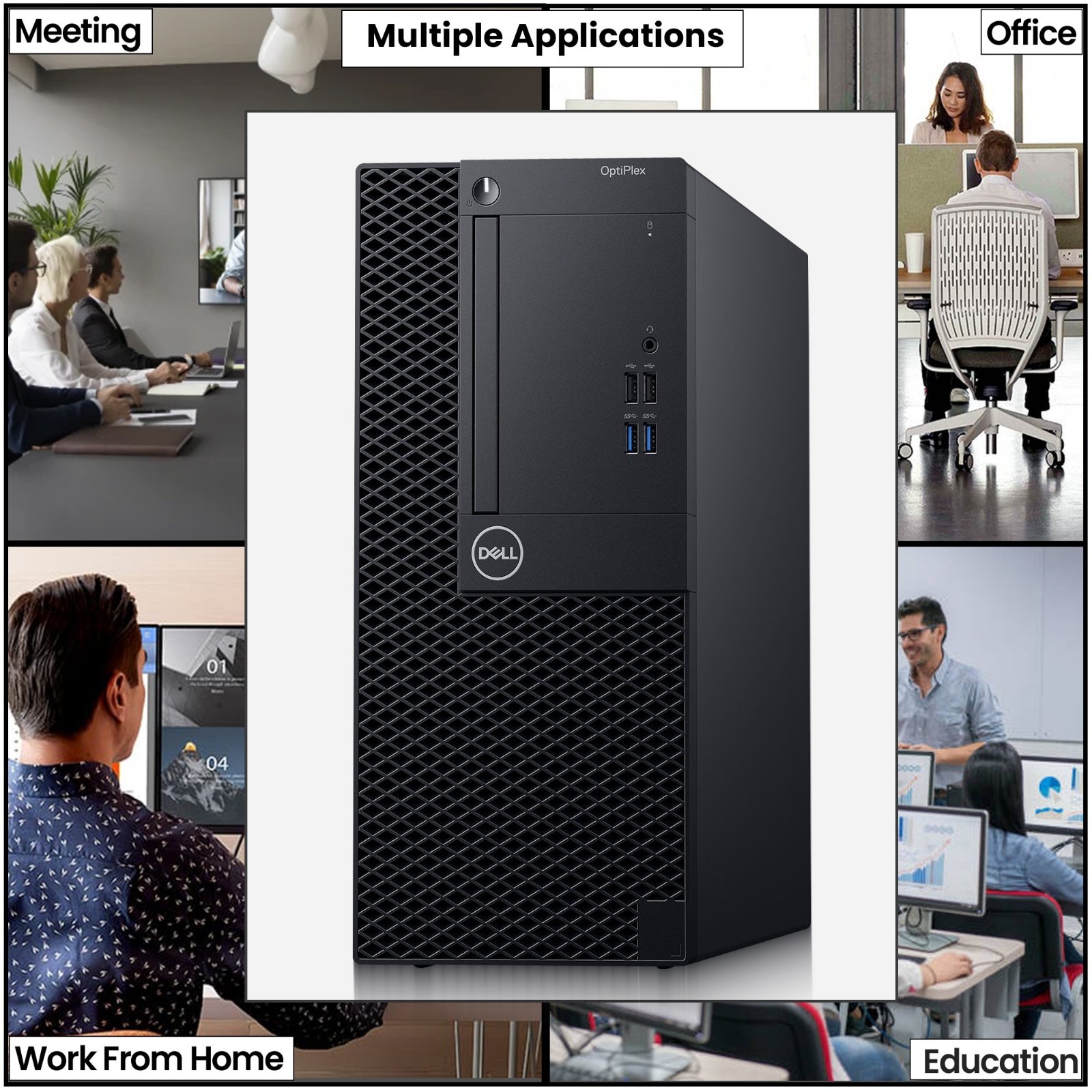 Dell 3070 Mini Tower i5-9th 32GB RAM 1TB SSD 500GB HDD W-K&M WiFi 24” LED Win 11