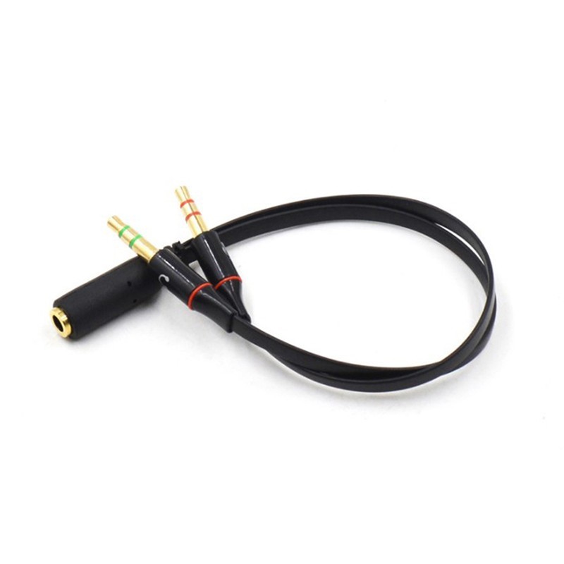 Headset Splitter 3.5mm Jack Dual Male Adapter Mic and Audio Headphone Gold