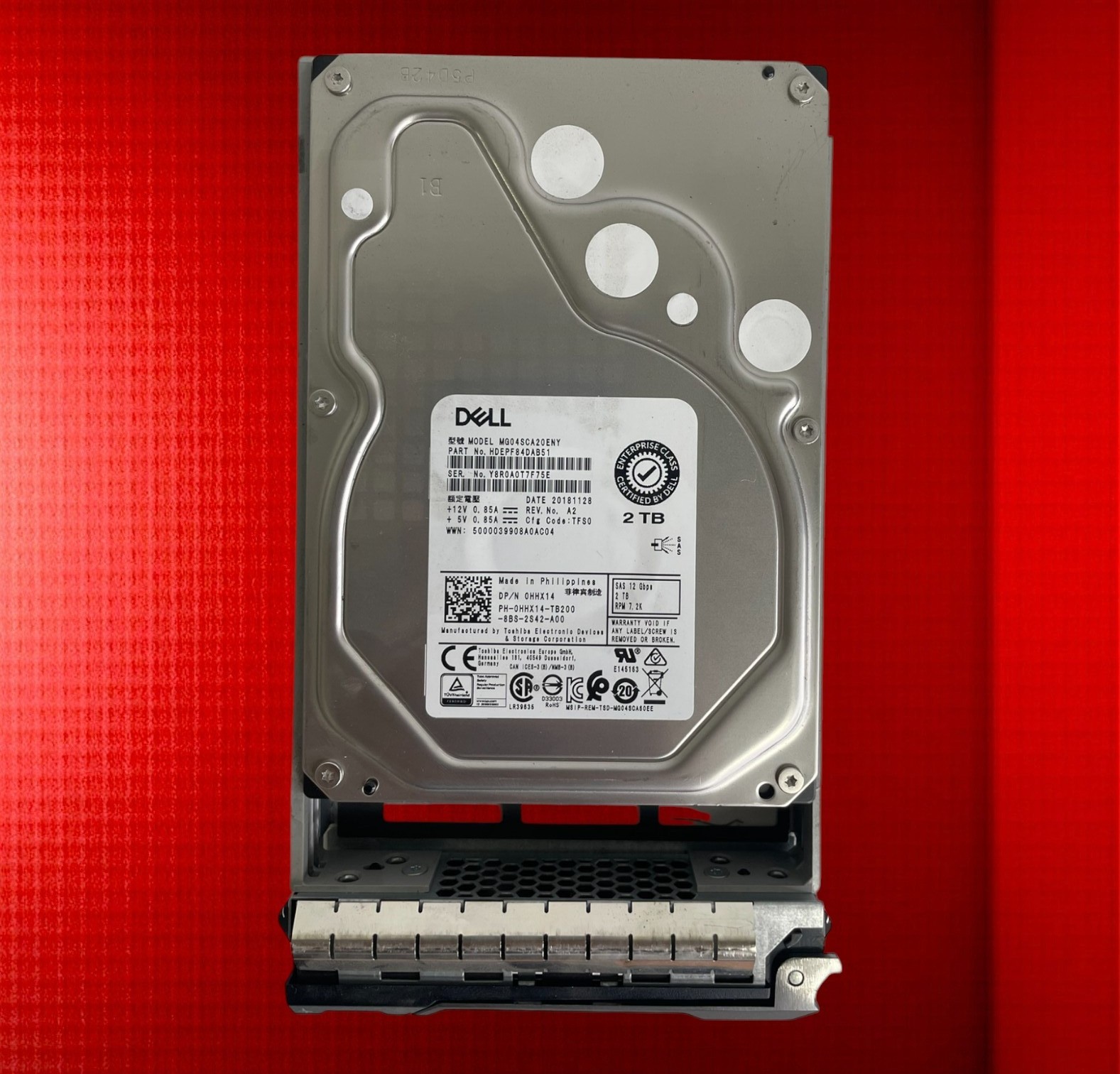 Dell 2TB 3.5″ SATA Hard Drive 2-TB 12G 7.2K RPM w/ bracket 0HHX14