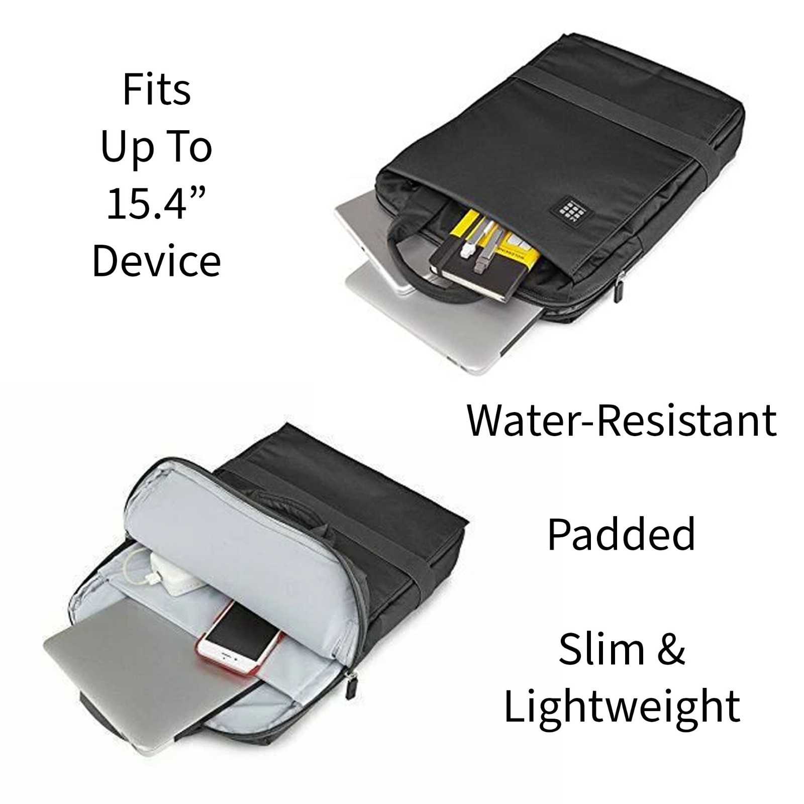 Moleskine Powerseal 15″ Vertical Device Bag Backpack For Laptops Tablets, Black