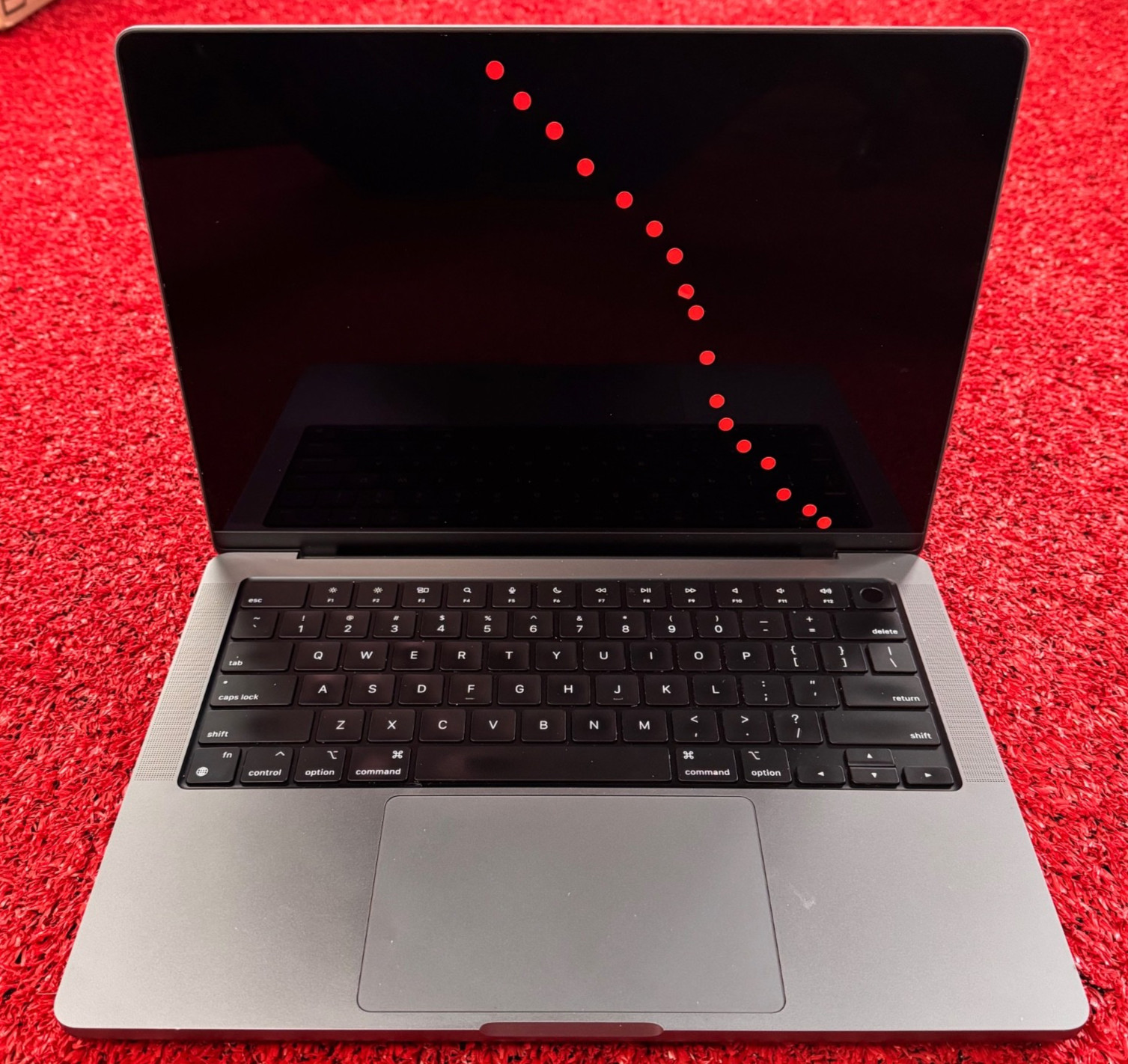 Apple MacBook Pro A2442 – DAMAGED LBORD/RippedCables/Crack – see pictures/read!