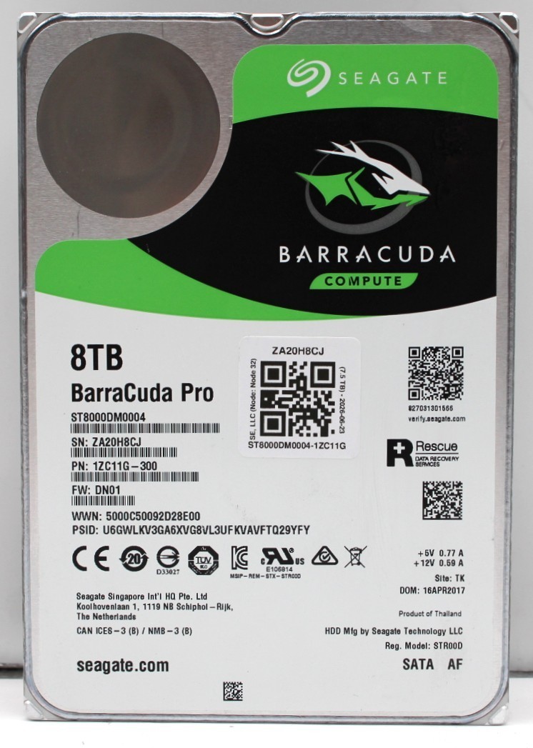 Seagate Barracuda Pro 8TB ST8000DM0004 3.5″ SATA HDD *USED/WIPED*