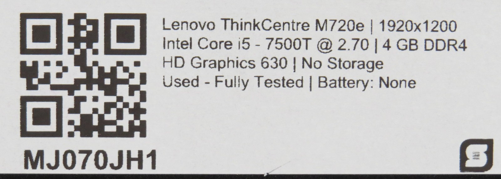 Lenovo Thinkcentre M720e i5-7500T @ 2.7GHz 4GB DDR4 No HD/OS/AC