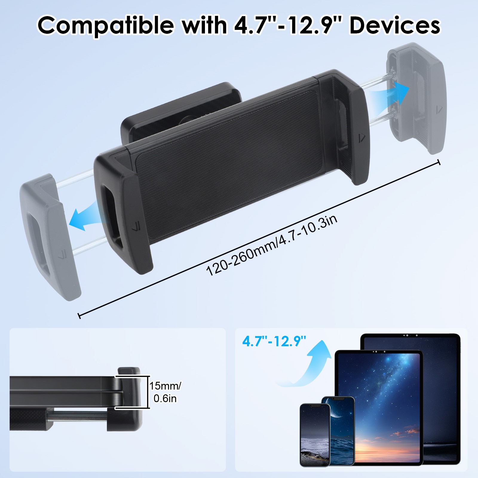 Universal Smart Phone Tablet Car Mount Holder Cup Stand Extendable Neck Cradle