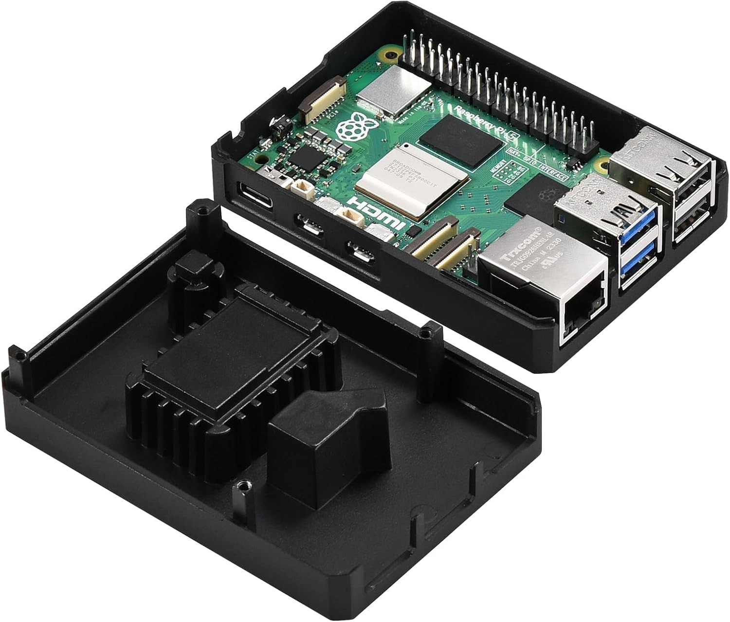 Aluminum Case for Raspberry Pi 5, Fanless Passive Cooling Metal Heatsink Case wi