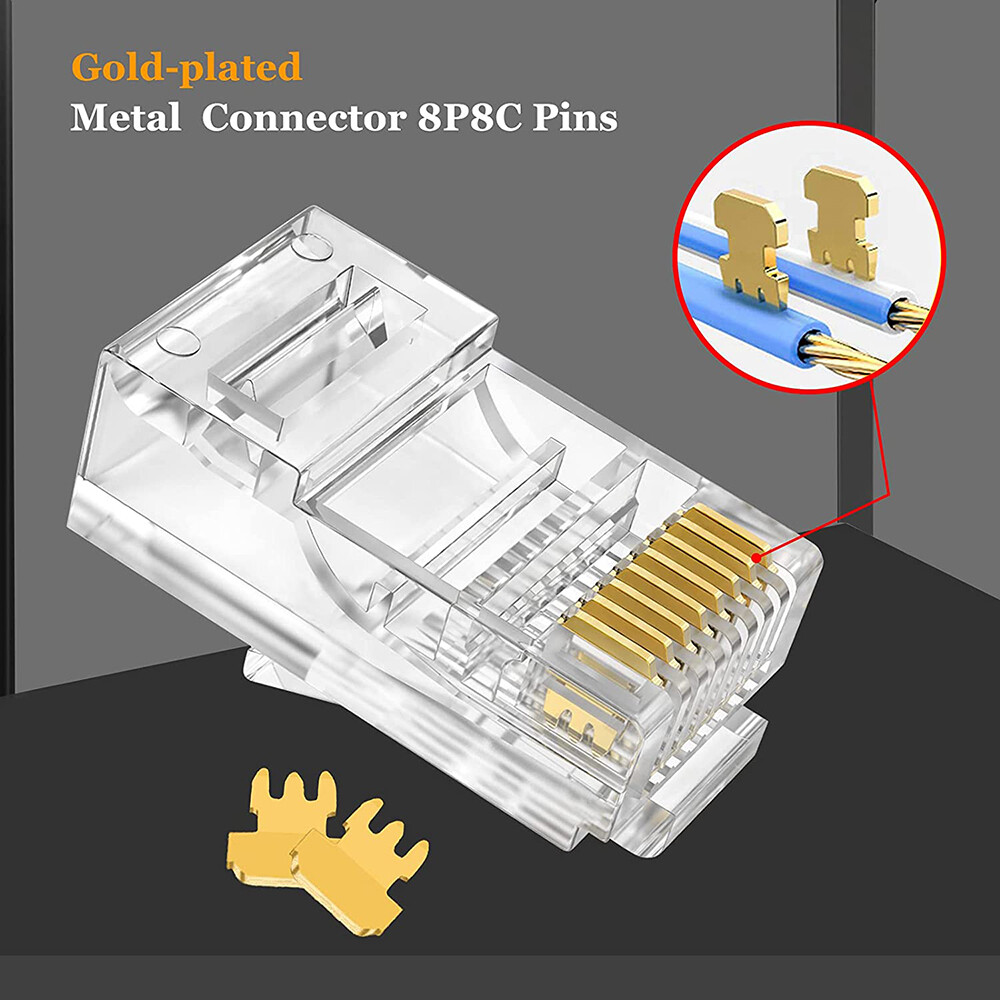 100pcs RJ45 Pass Through Modular Plug Network Cable Connector End 8P8C CAT6 CAT5