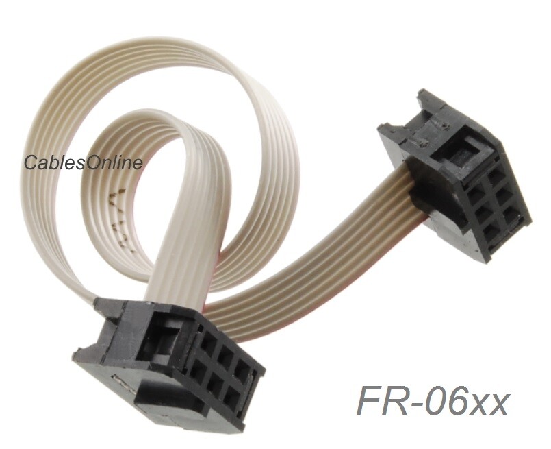 6-Pin (2×3) Female to Female 2.54mm-Pitch 6-wire IDC Flat Ribbon Cable