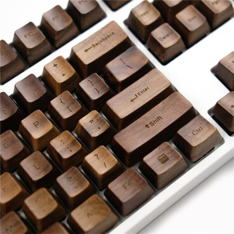 Black Walnut Wood OEM High keycap Mechanical keyboard Keycaps 60/87/108 Keys