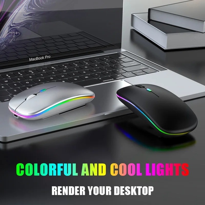 2.4GHz Wireless Optical Mouse USB Rechargeable RGB Cordless Mice For PC Laptop