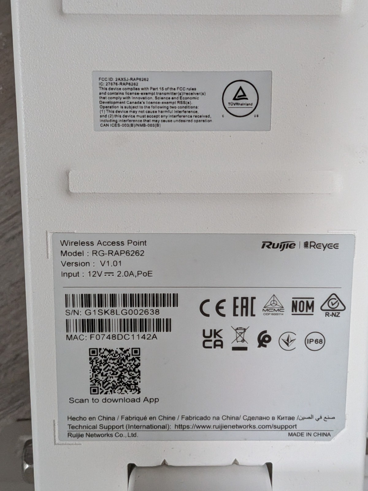 Reyee RG-RAP6262 AX3000 High-performance Outdoor Omni-directional Antenna Wifi6