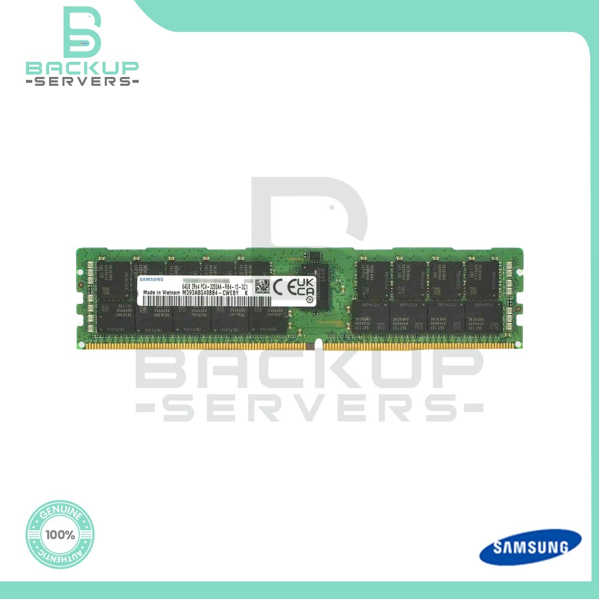 M393A8G40BB4-CWE Samsung 64GB 3200MHz PC4-25600 288-Pin 2Rx4 CL22 ECC Memory