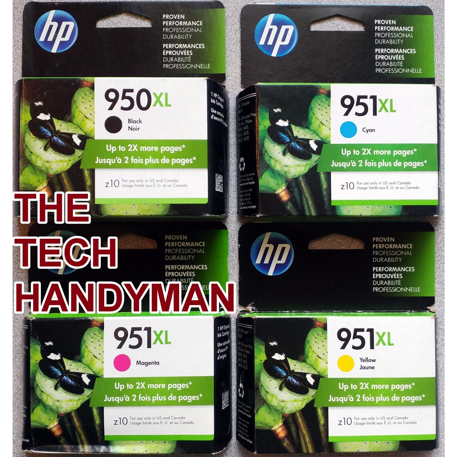 4-PACK HP GENUINE 950XL BLACK & 951XL COLOR INK (RETAIL BOX) OFFICEJET PRO 8620