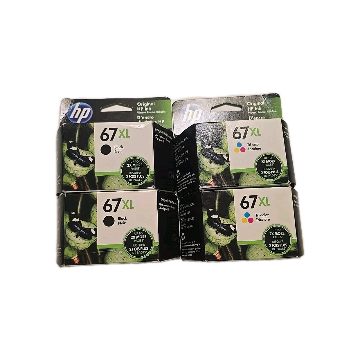 HP 67XL Black Ink Cartridge, 3YM57AN, & 67 XL Tricolor 2 Packs, 4 Total Exp 2022