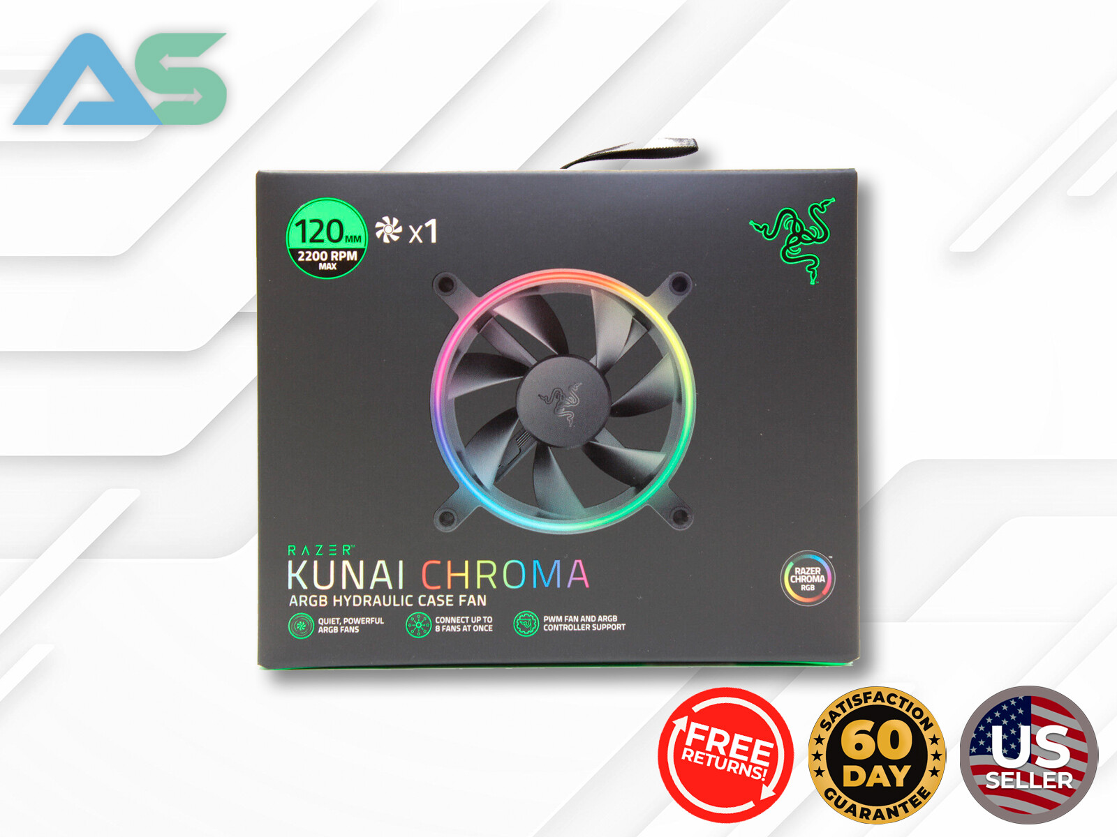 Razer Kunai Chroma 120mm 2200 RPM Max ARGB Led Hydraulic Case PWM Fan (1 Fan)