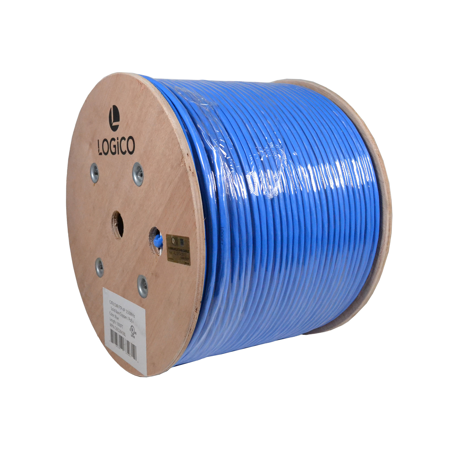 Cat6 FTP Shielded Riser (CMR) Bulk Ethernet Cable 550Mhz Pure Copper Blue 1000ft