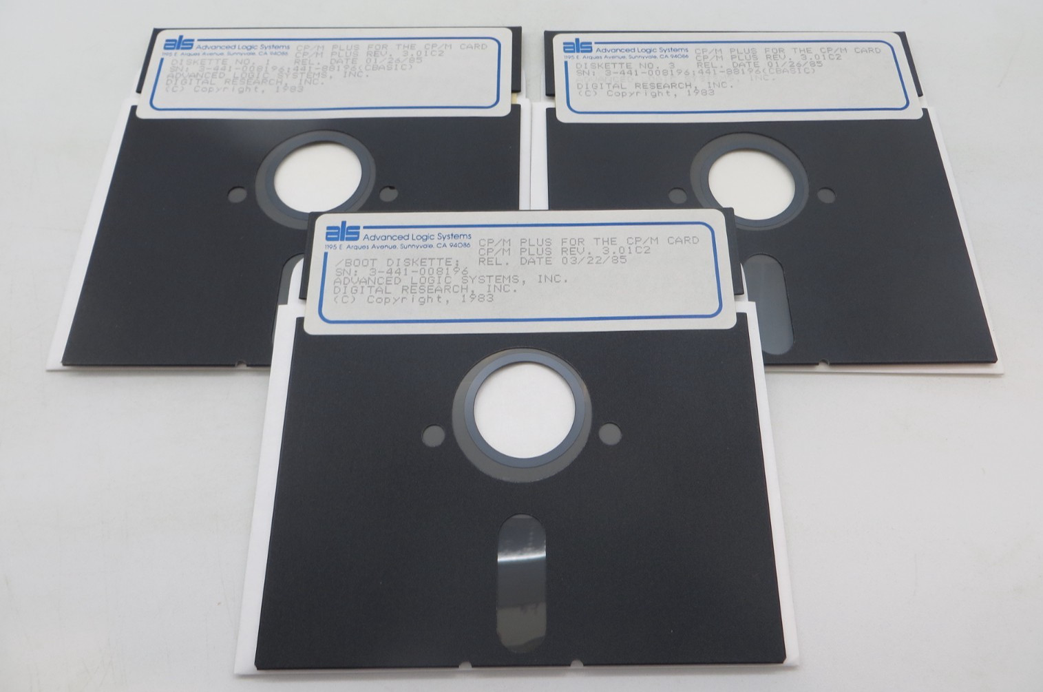 CP/M PLUS FOR THE CP/M CARD REV 3.01C2 5.25″ Floppy Disks vtg 1985 Discs #4807