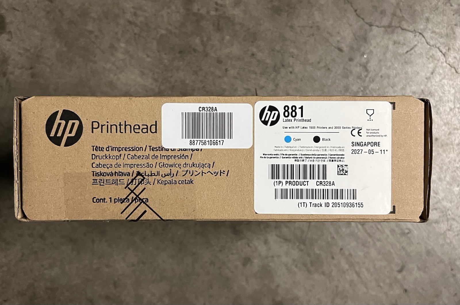 HP 881 Latex Printhead Cyan/Black (CR328A) – Exp 05/11/2027