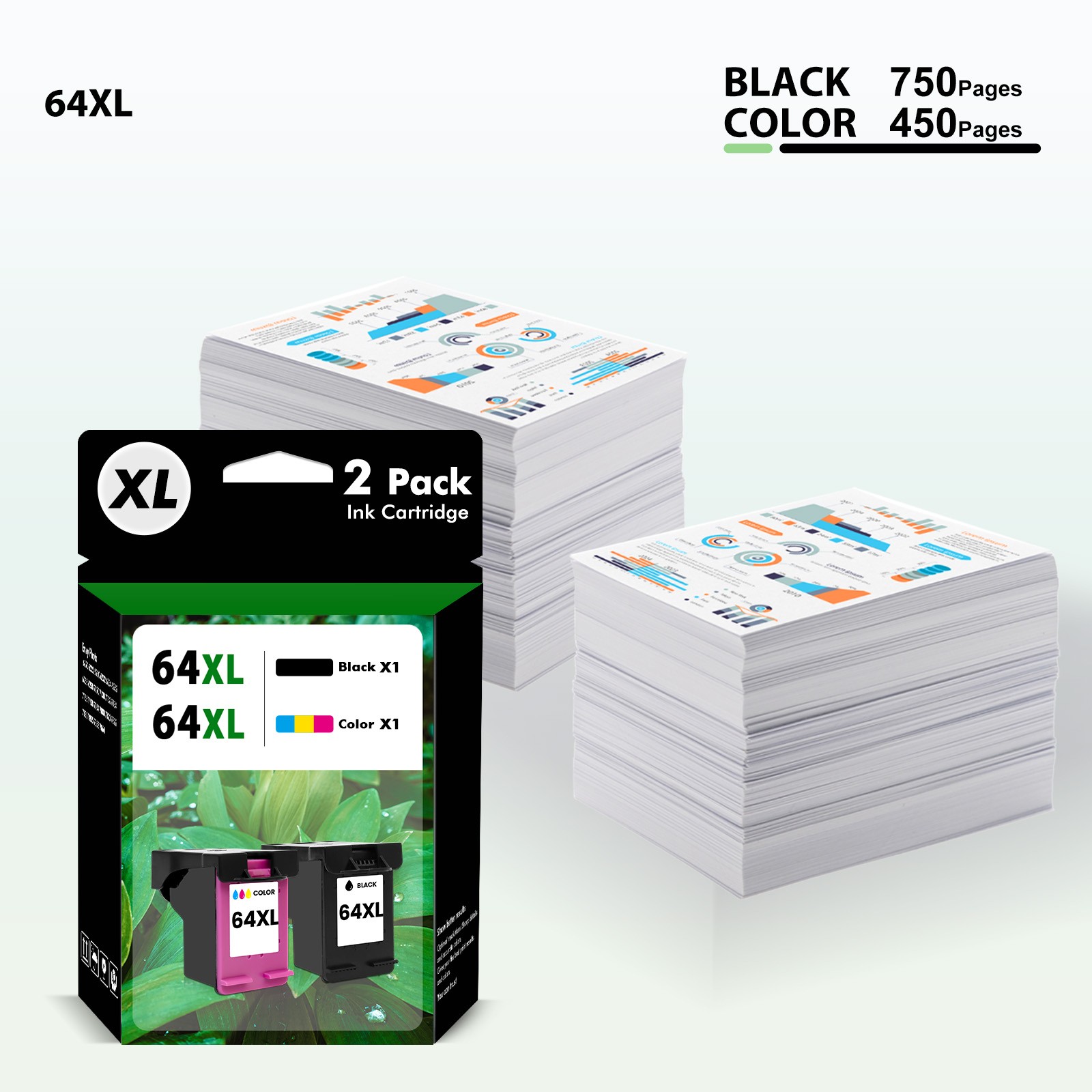 64XL Ink Cartridges for HP 64 XL Envy 6255 7855 7155 7858 6252 7800 7164 Combos