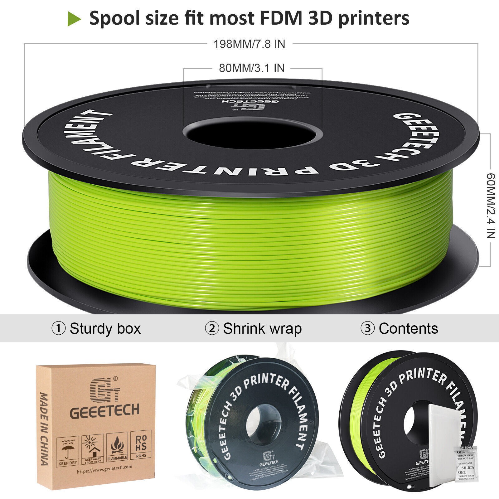 【Buy 6 Get 4 Free，Add 10 】Geeetech 3D PLA Filaments 1KG/Roll 1.75mm Regular PLA