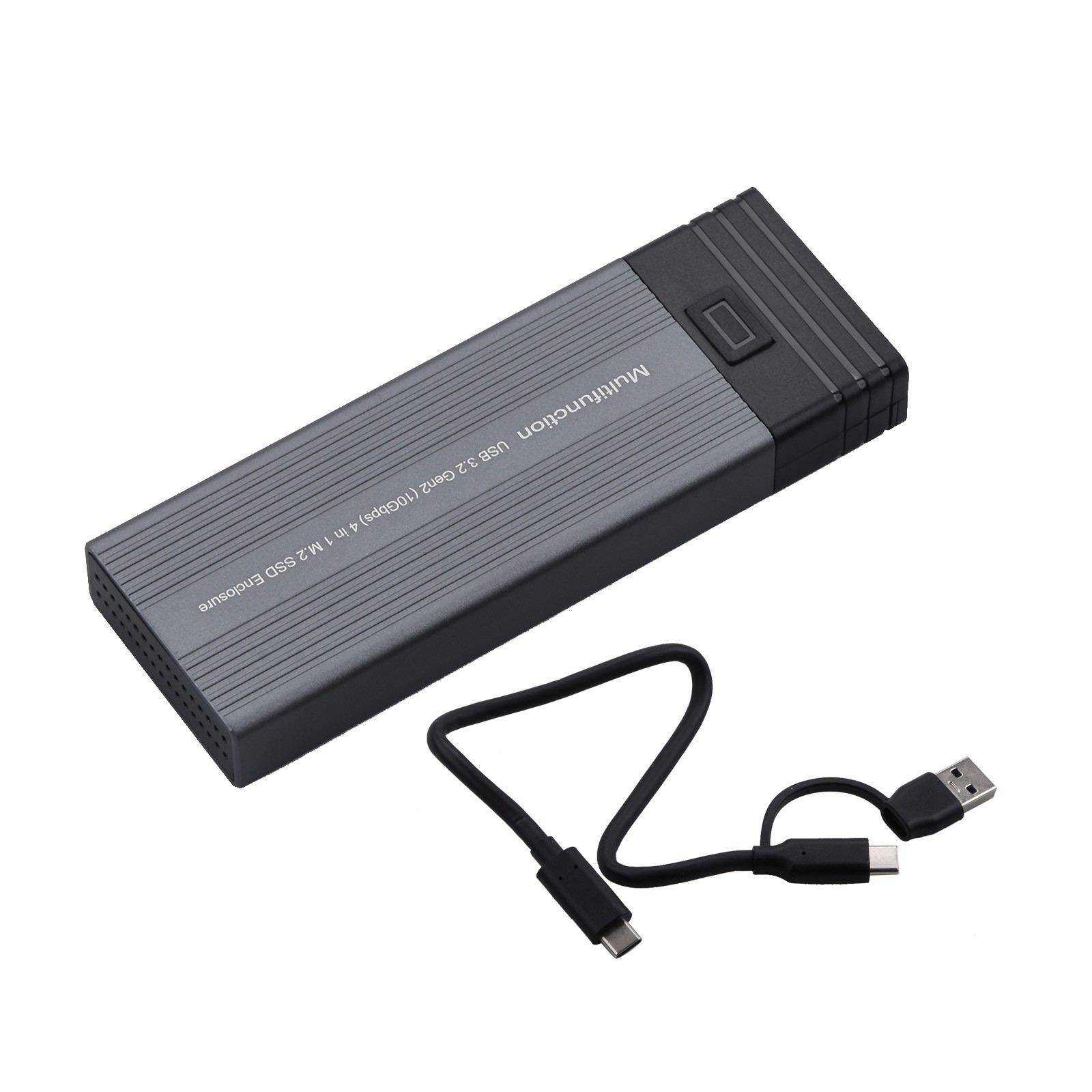 10Gbps Mobile External SSD Adapter Case 2 In 1 Design M.2 NVMe SSD&USB Hub
