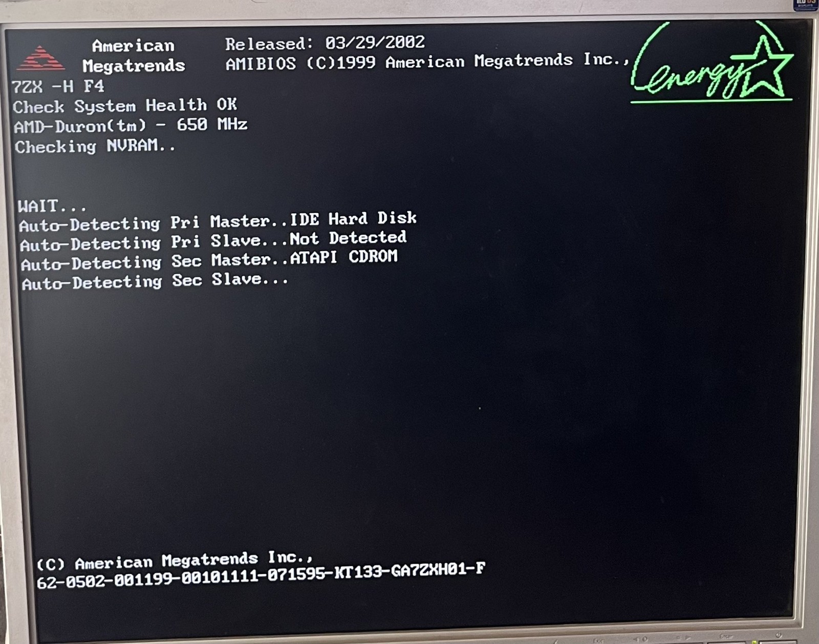 Gigabyte GA-7ZX Socket A – AMD Duron 650 – 256MB RAM – I/O Shield – Tested
