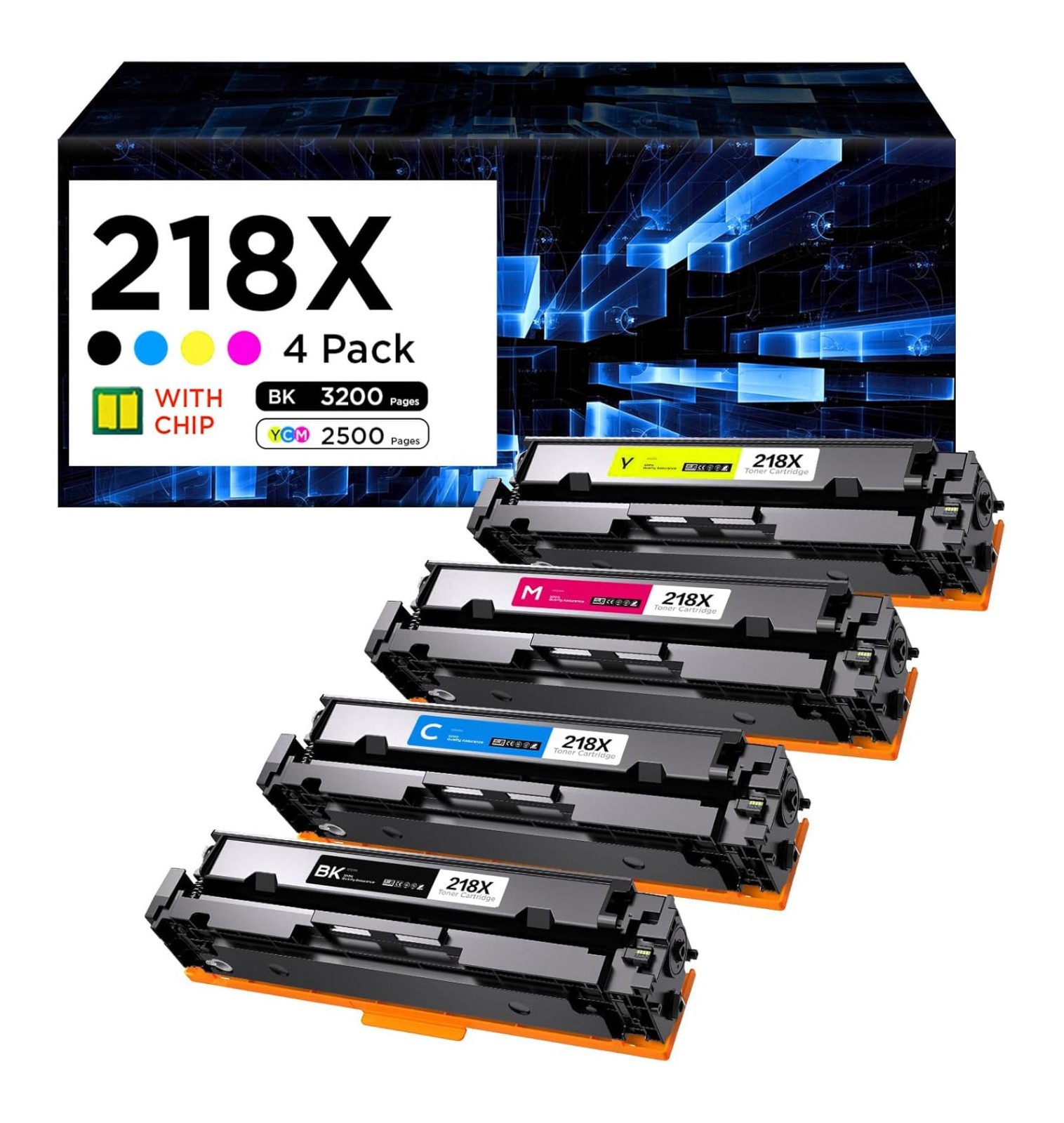 4PK 218X Toner w/ Chip Fit for HP W2180X LaserJet Pro MFP 3301 3301sdw 3201dw ᴭ