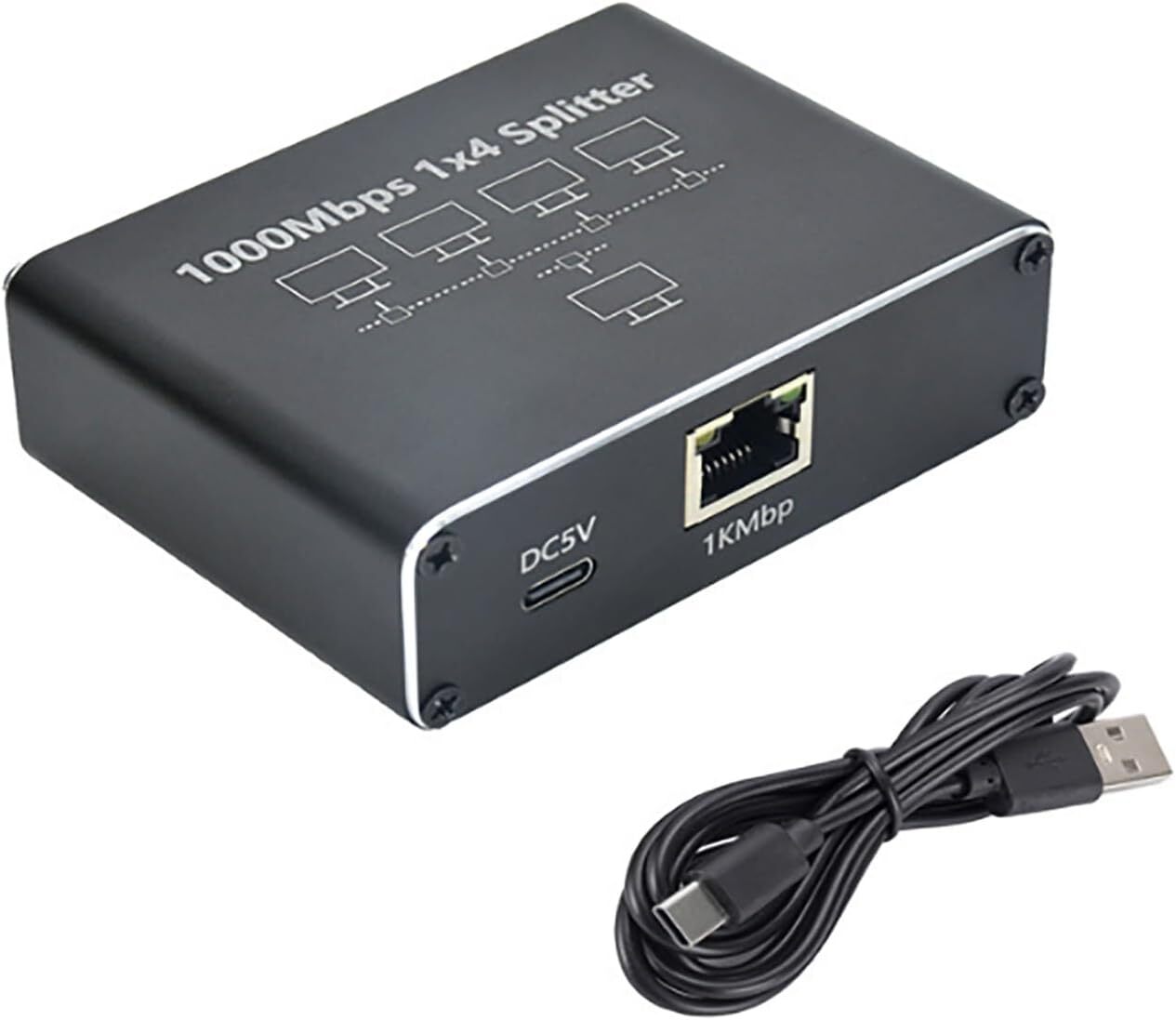 Gigabit Ethernet Splitter 1 to 4 Port RJ45 LAN Network Adapter 1000Mbps for PC