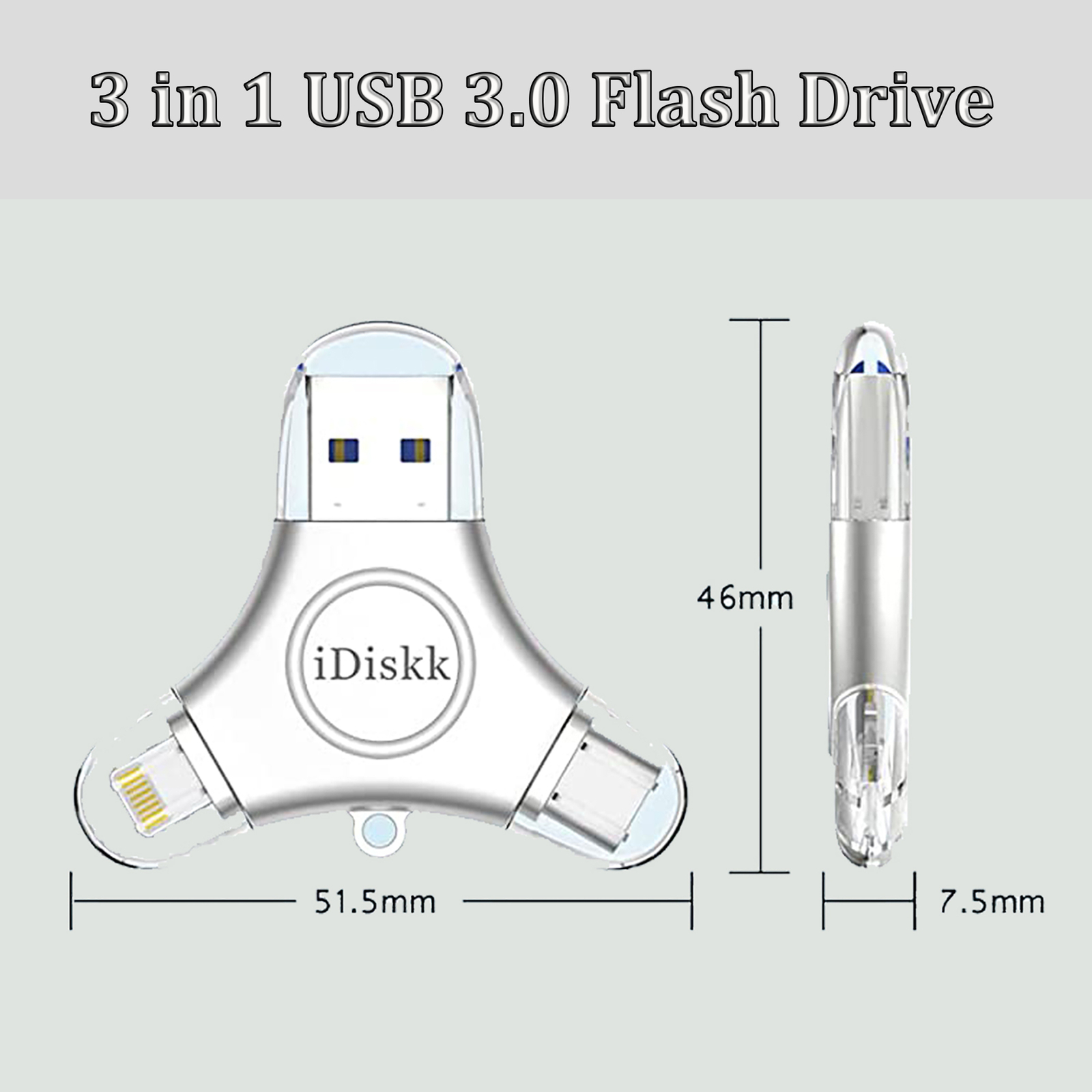 Apple mfi certified 3 in1 USB 3.0 Flash Drive Memory Photo Stick for iPhone iPad