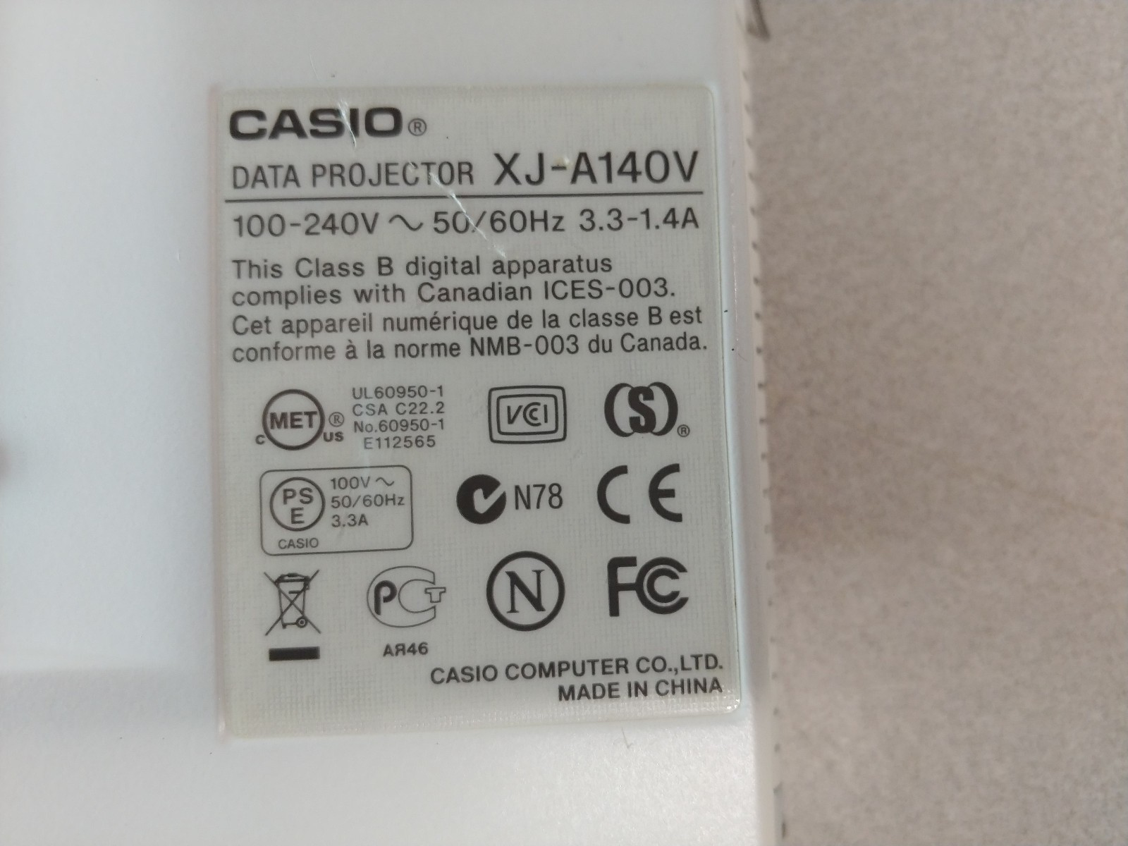 Casio XJ-A140V Laser/LED Hybrid 2500 Lumens DLP Portable Projector