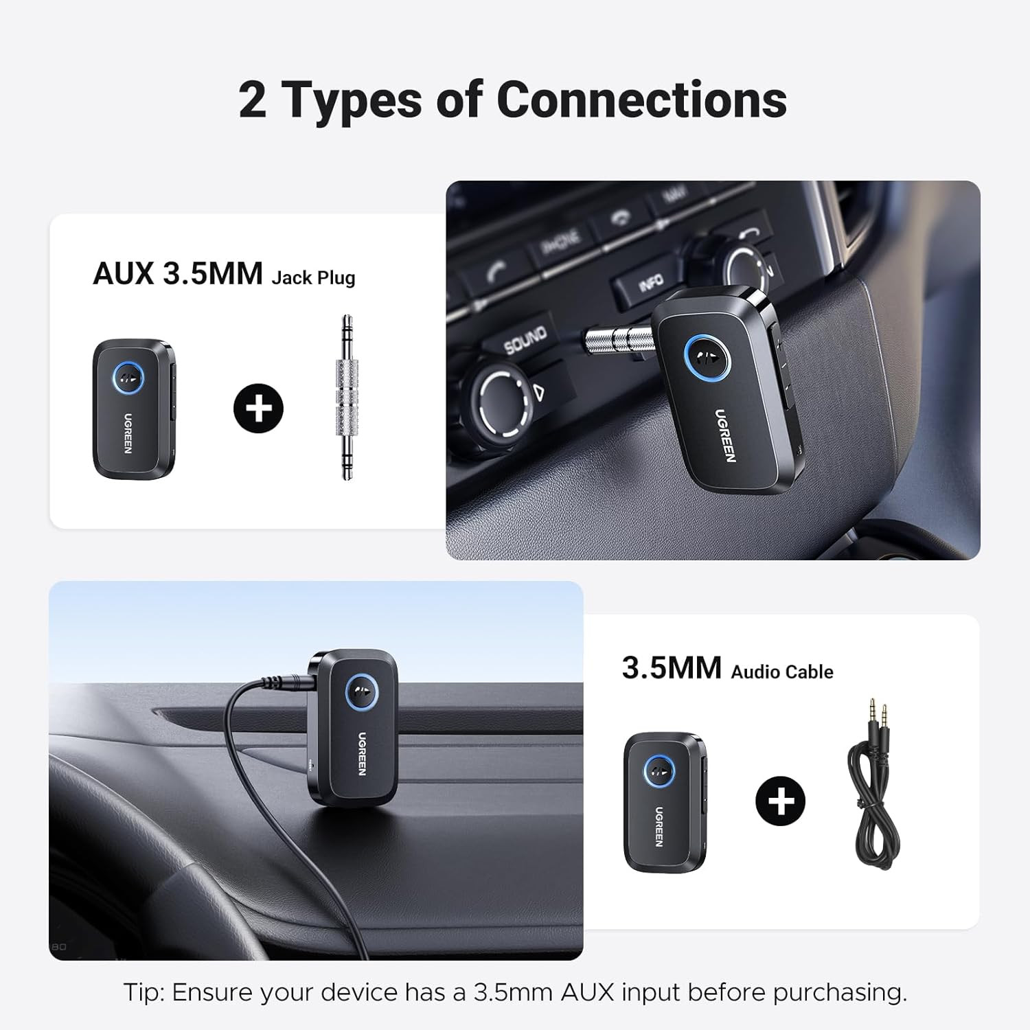 5.4 Aux Bluetooth Adapter, Noise Cancelling 3.5Mm AUX Bluetooth Car Adapter, Wir