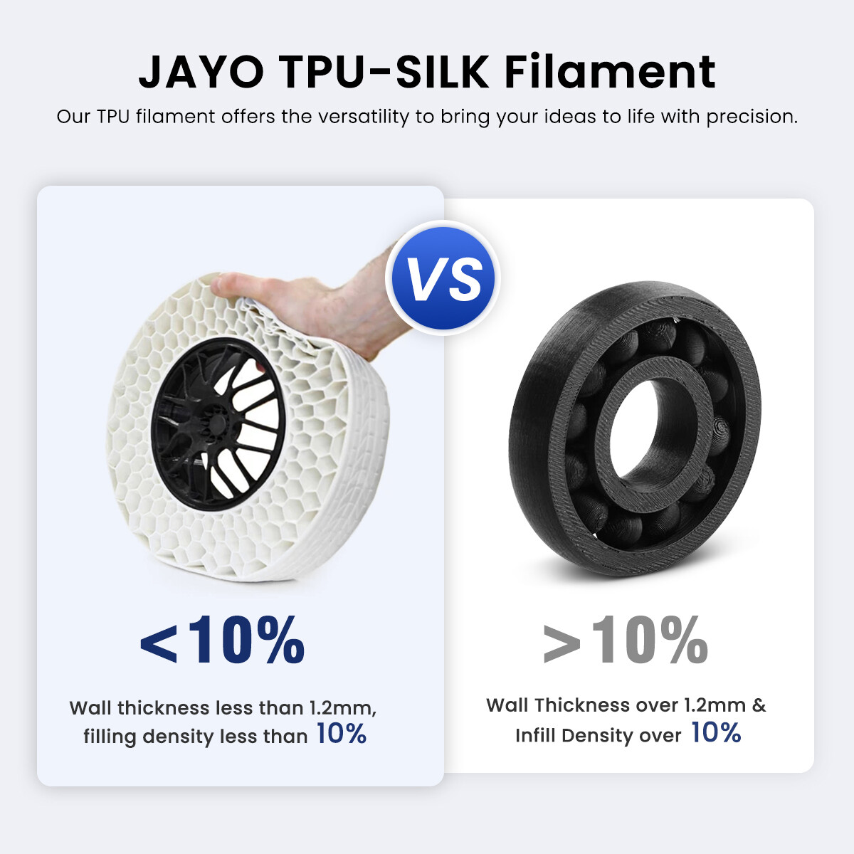 JAYO 1.1KG TPU SILK 98A 1.75mm Filament Flexible 3D Printer SILK Texture Smooth