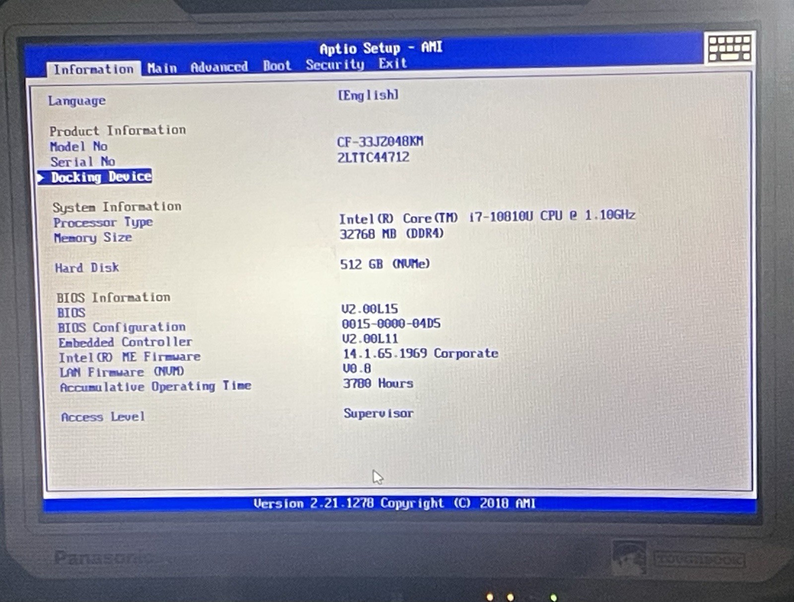 Panasonic Toughbook CF-33 i7-10810U 1.10GHz 512GB SSD 32GB Ram 4G GPS Touch Good