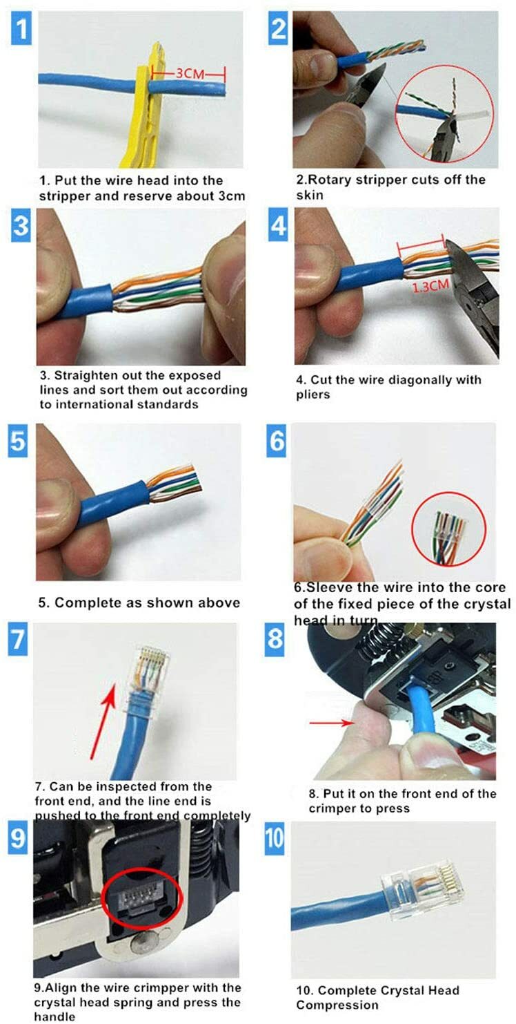 RJ45 Network Cable Modular Plug CAT5e CAT6 UTP Connector End Pass Through EZ Lot