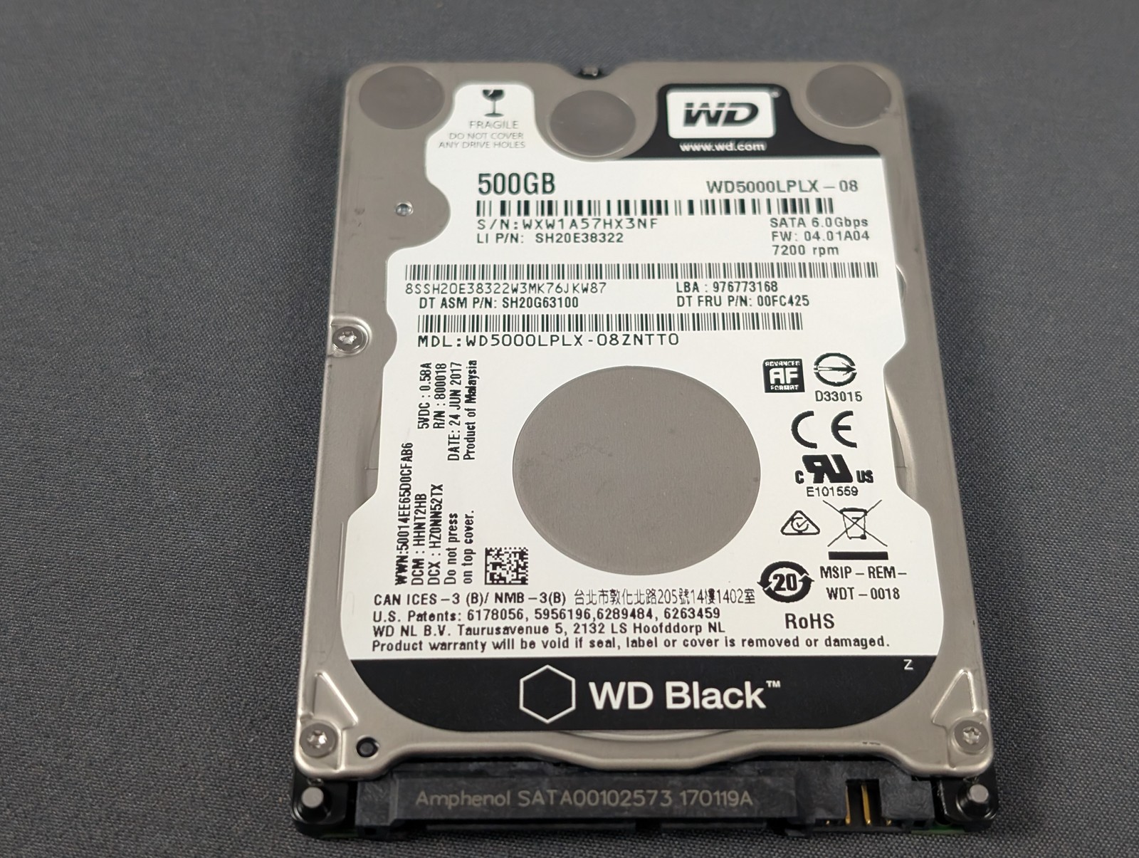 WD Black 500GB 2.5 7200RPM SATA Laptop Hard Drive WD5000LPLX Tested Wiped