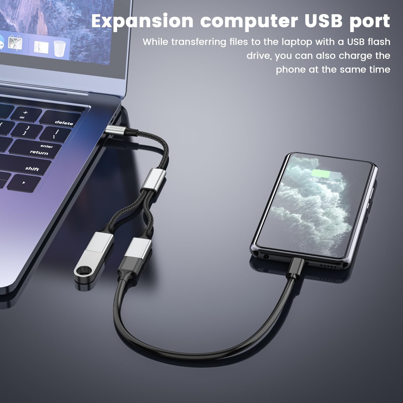 USB C to USB Adapter, Type C Splitter Dual USB 2.0 OTG Y-Cable for iPhone17/1…