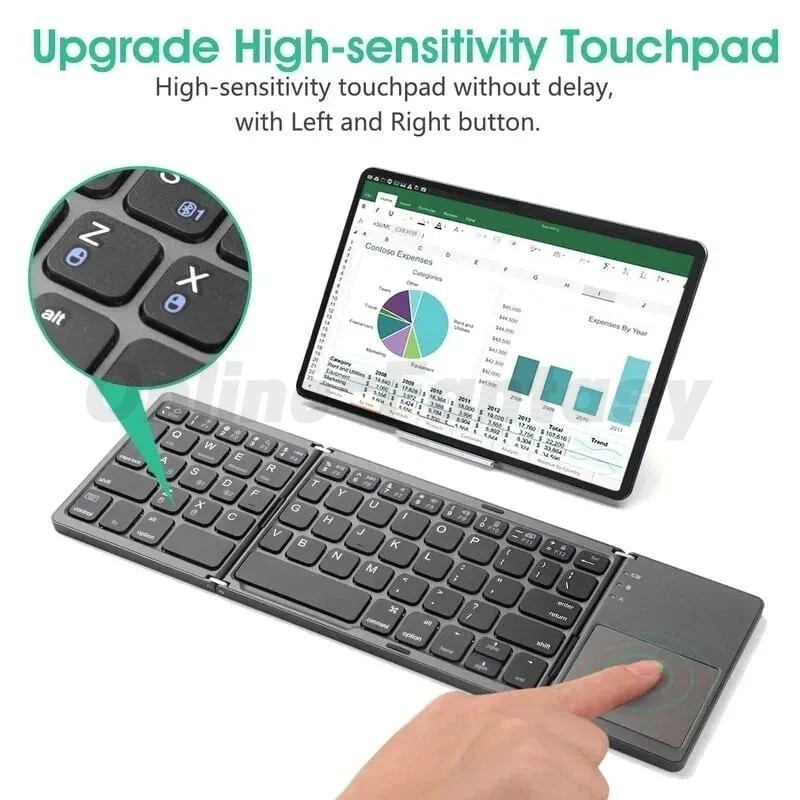 Mini Folding Wireless Bluetooth Keyboard With Touchpad for Laptop Tablet Phone