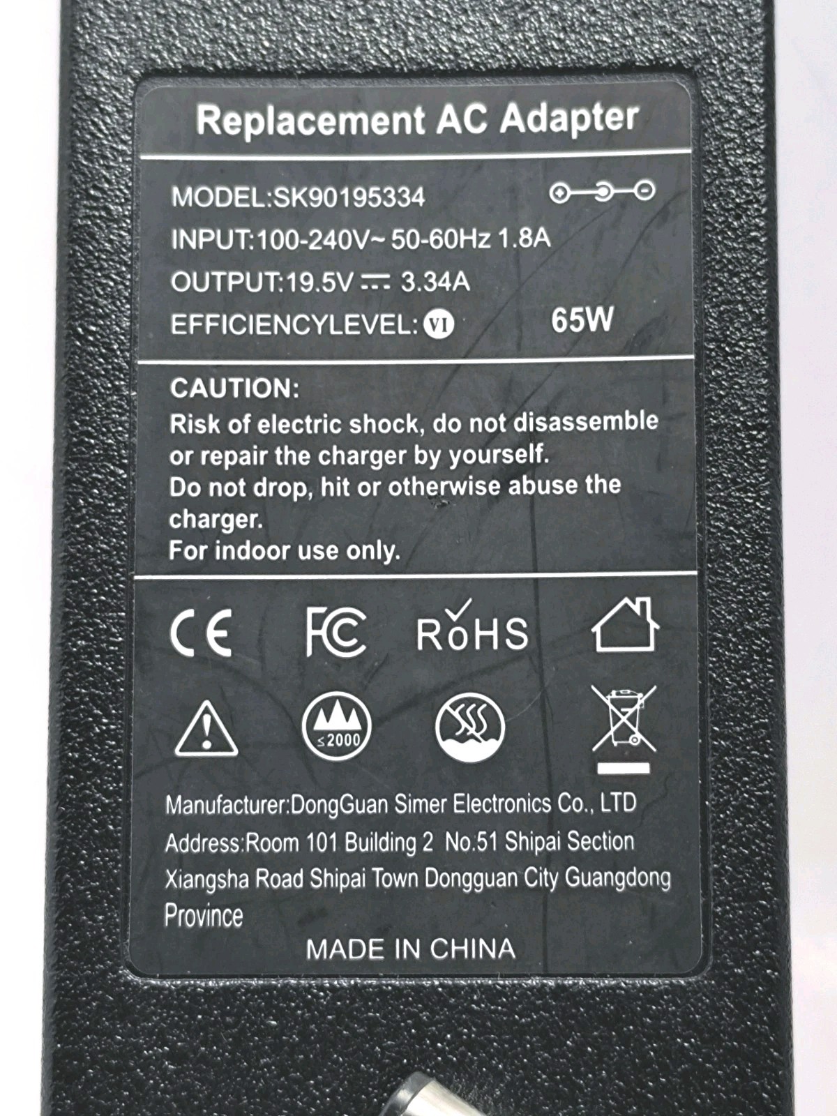 65W 19.5V 3.34A AC ADAPTER CHARGER for Dell Laptop, Power Cord Not Included