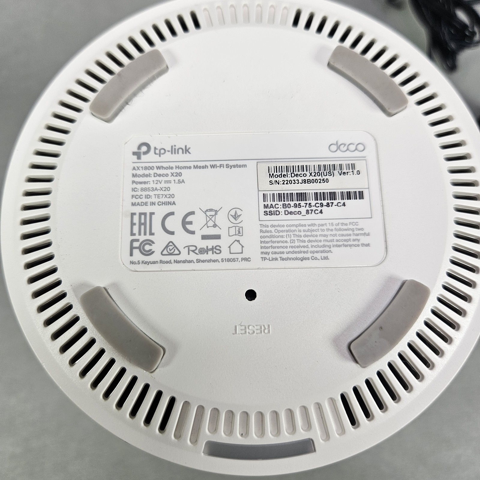 TP-Link Deco X20 WiFi 6 Mesh WiFi Router AX1800 Tested w/Power Cord