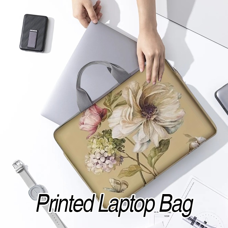 New Flower Patterned Laptop Bag Briefcase Suitable for 14 Inch Laptop Handbag