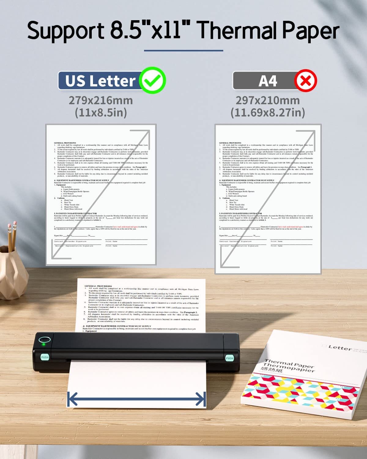 Phomemo M08F Portable Thermal Inkless Printer Support 8.5″ X 11″ US Letter LOT