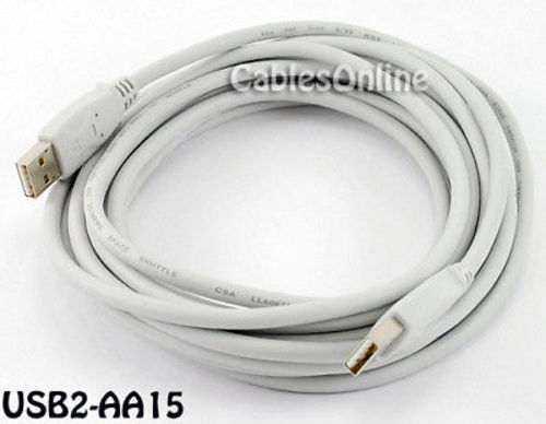 15 feet USB Hi-Speed 2.0 A Male to A Male Cable / Cord
