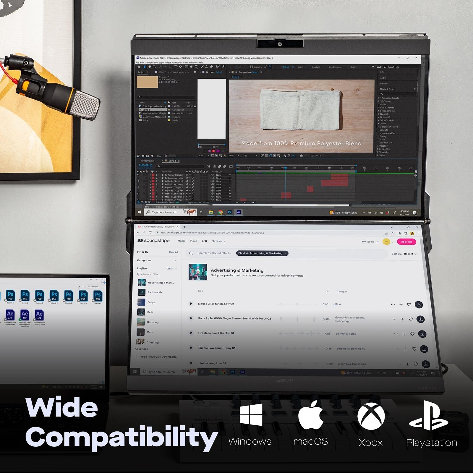 Mobile Pixels Geminos Dual 24″ Stacked Computer Monitor with Docking Station