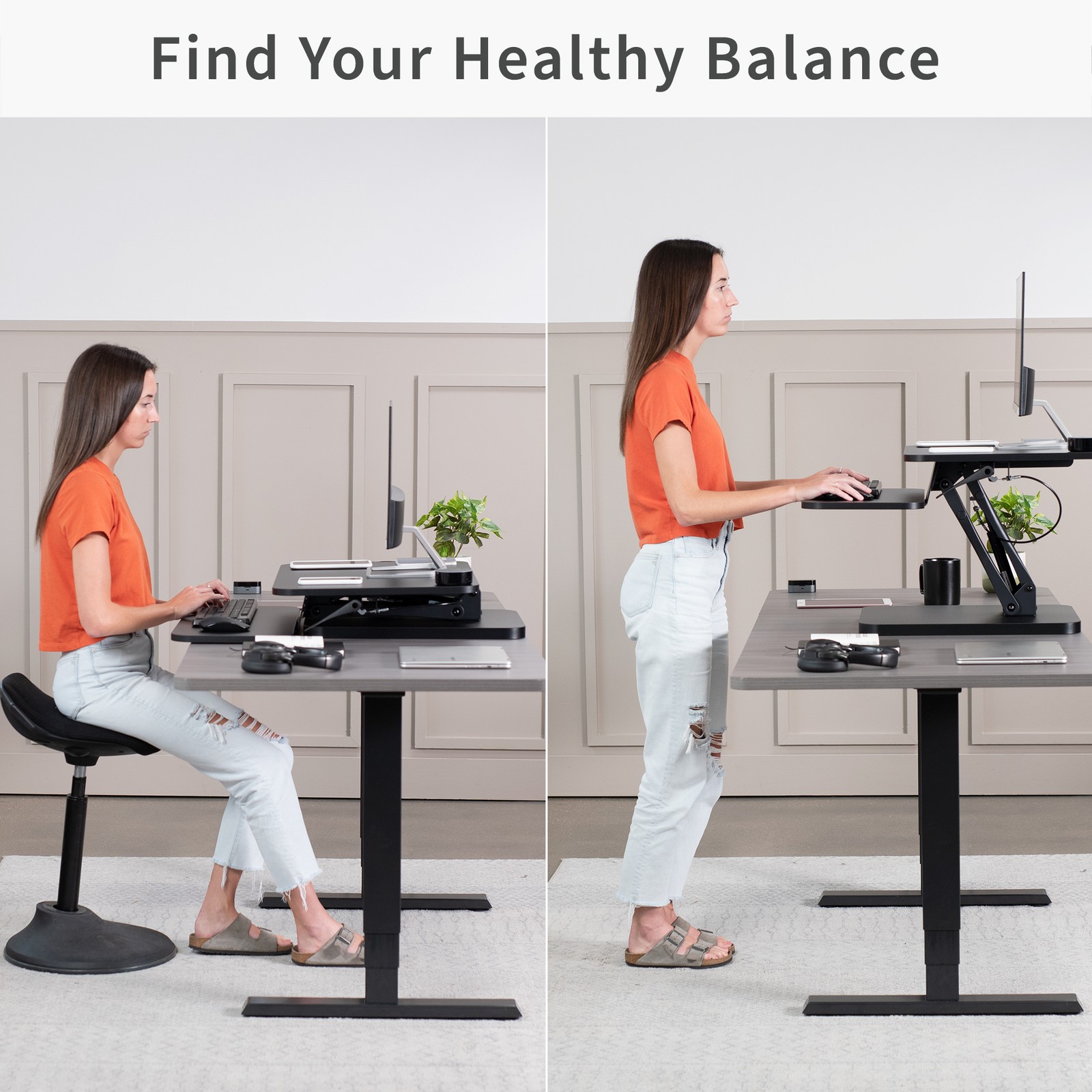 VIVO Height Adjustable Standing Desk Gas Spring Riser 25″ Tabletop Sit Stand