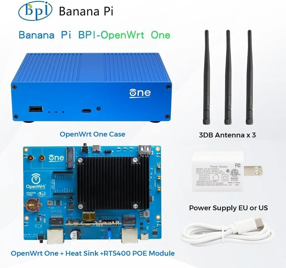 Banana Pi OpenWrt One – WiFi 6 Official OpenWrt Router Mainline Support,MediaTek