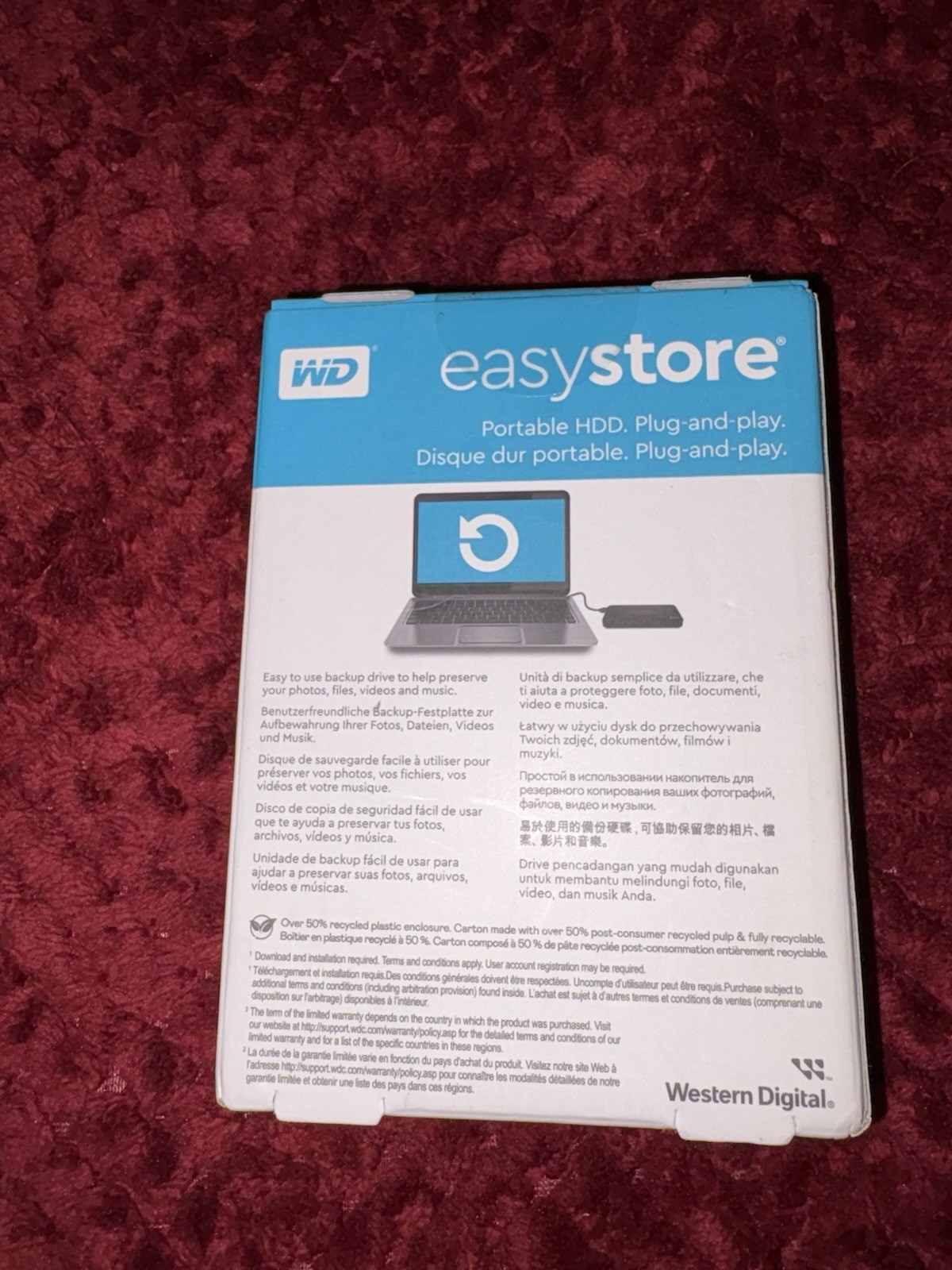 WD easystore 2TB Portable External HDD USB Plug-and-Play Black