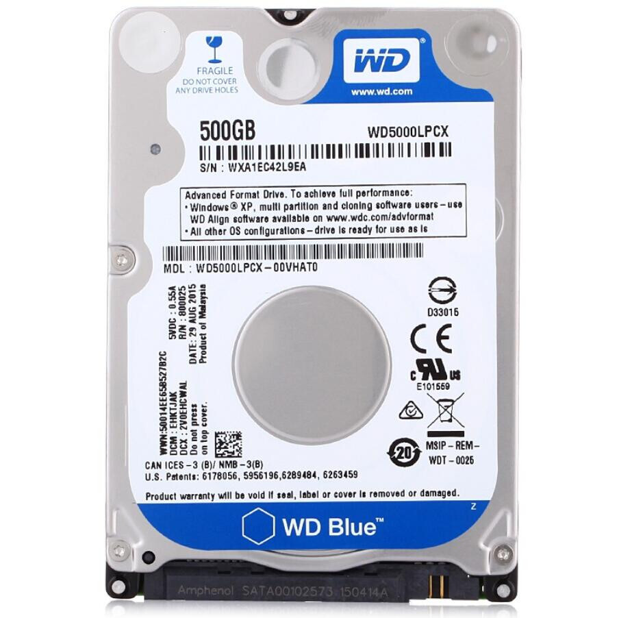 Western Digital Blue 500GB WD5000LPCX 5400RPM SATA 2.5″ Laptop HDD Hard Drive