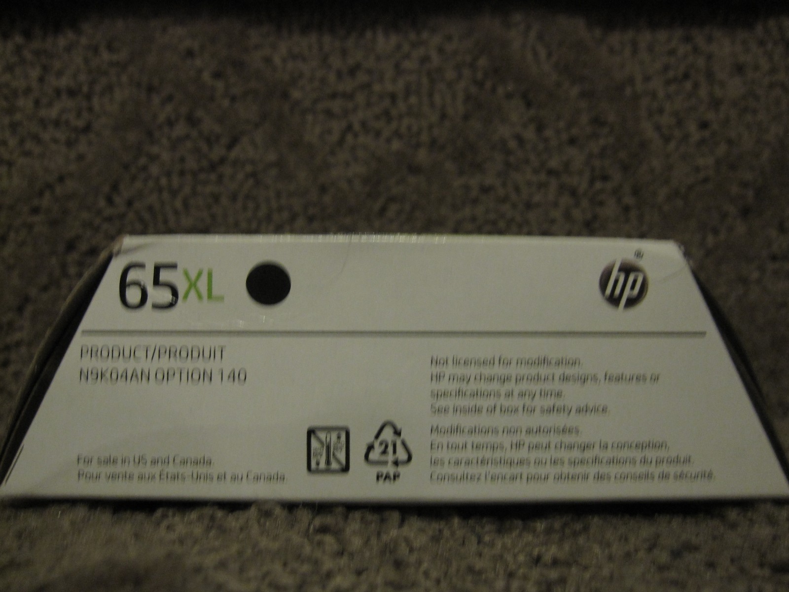 HP N9K04AN Black Color Ink Cartridge Genuine 65XL 65 NOV/2026